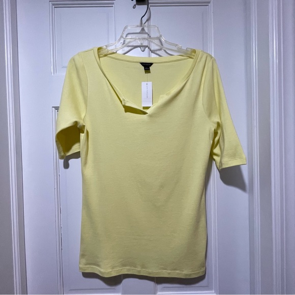 Ann Taylor Split Neck Cotton T-Shirt - Picture 1 of 13